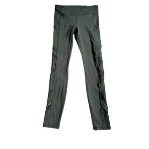 Lululemon Speed Up Skinny Green Mesh Leggings Women Size 6‎ Olive Green